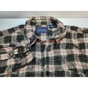 Basic Editions Mens Plaid Flannel Shirt Long Sleeve Button‎ Up Size 3X